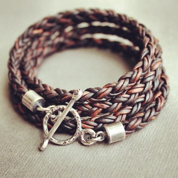 Flätat läderarmband för män Flätat läderarmband för män