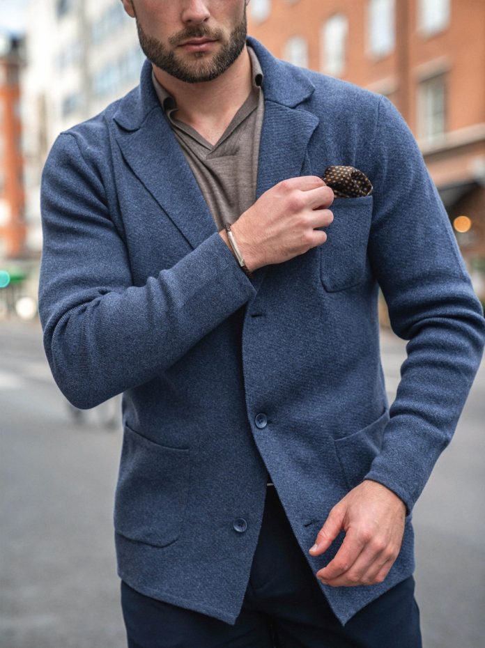 Stickad Kavaj Stilinspiration För Moderna Män