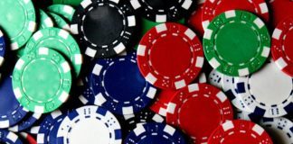 poker chips marks different color