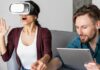man kvinna vr headset